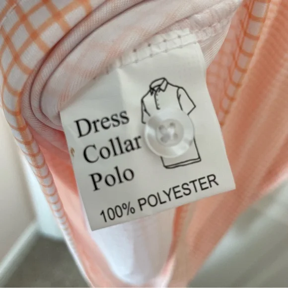 NWOT Collars & Co. Orange Grid Semi-Spread Collar Polo in Size Large - Picture 6 of 7